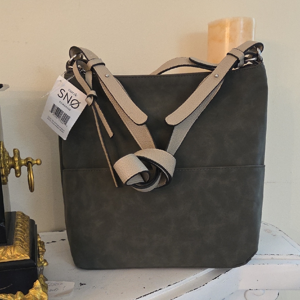 Faux suede Olive green shoulder bag